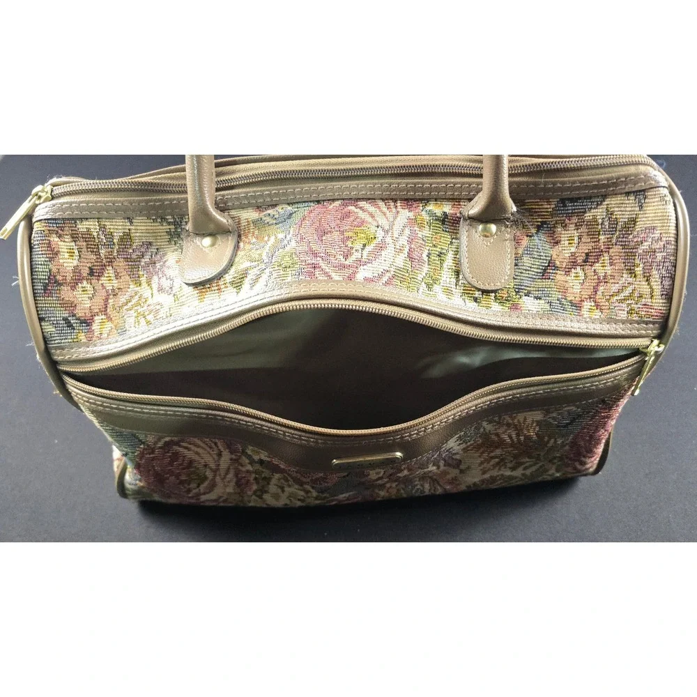 Jaguar Floral Tapestry Satchel Bag JCPenney Multi Color Rose Vintage Travel Tote